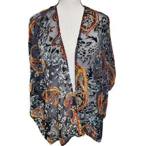 UMGEE Velvet Burnout Kimono Top Open Front Size S/M